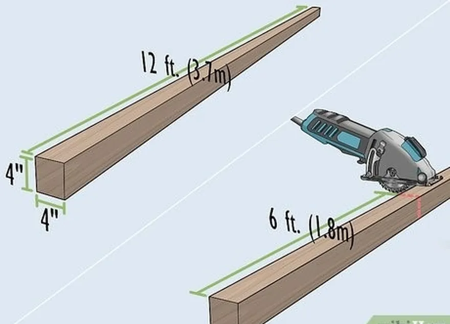 adım 1 2 dikey desteği kesin, böylece're 6 ft (1.8 m) long.