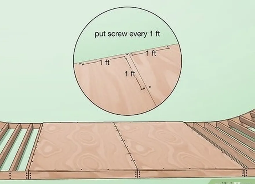 adım 2 kontrplağı destekler boyunca her 1 ft'de (30 cm) bir vidalayın.