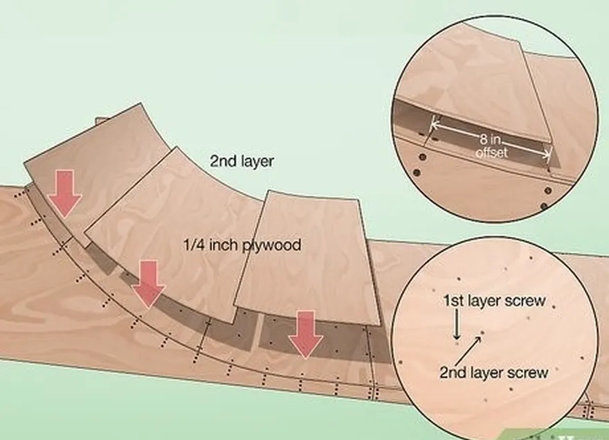 adım 4 i̇kinci kontrplak katmanını yaklaşık 8 inç (20 cm) kaydırın.