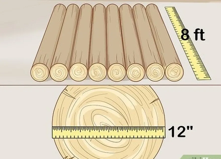 adım 1 yaklaşık 12 inç (30 cm) kalınlığında sekiz adet 8 ft (2,4 m) kütük toplayın.