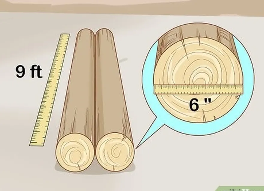 adım 2 yaklaşık 6 inç (15 cm) kalınlığında iki adet 9 ft (2,7 m) kütük bulun.