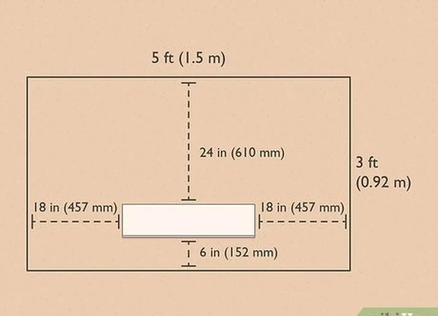 adım 1 sürahinin etrafında 5 ft (1,5 m) x 3 ft (0,92 m) boyutlarında bir dikdörtgen işaretleyin's plate.