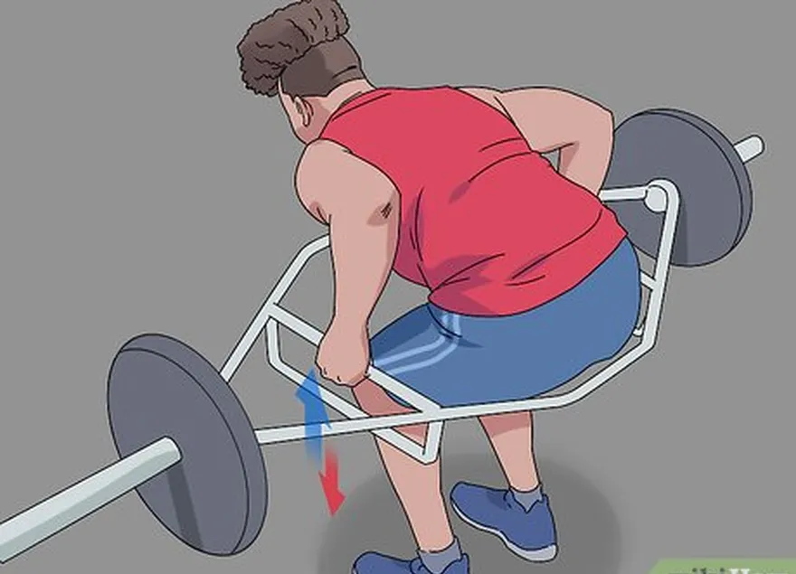 adım 6 altıgen çubuk veya halter ile bent-over row yapın.