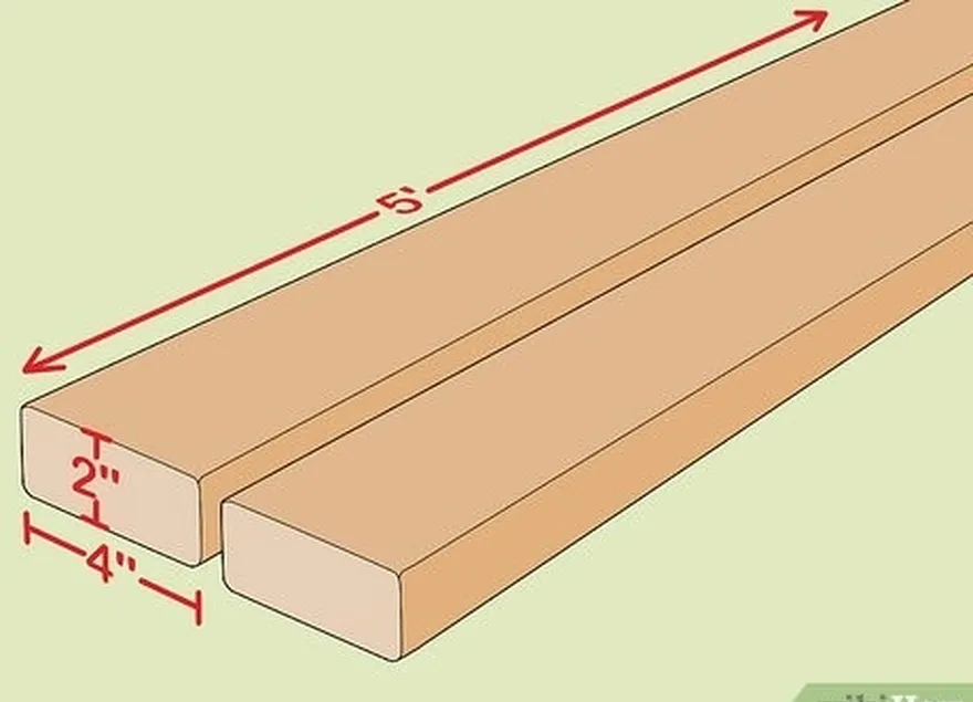 adım 5 2 inç × 4 inç (5,1 cm × 10,2 cm) keresteden 2, 5 ft (1,5 m) uzunluğunda kesin.