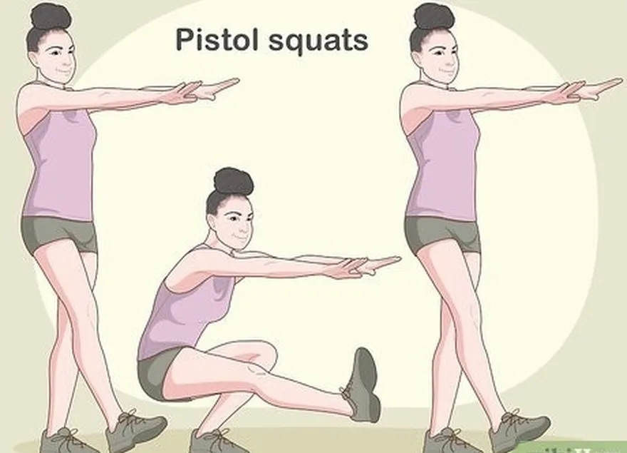 adım 4 pistol (tek bacak) squat yapın.