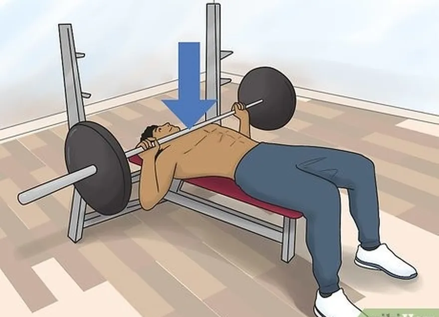 adım 2 bench press'te düşük ağırlık ile yüksek sayıda tekrar yapın.