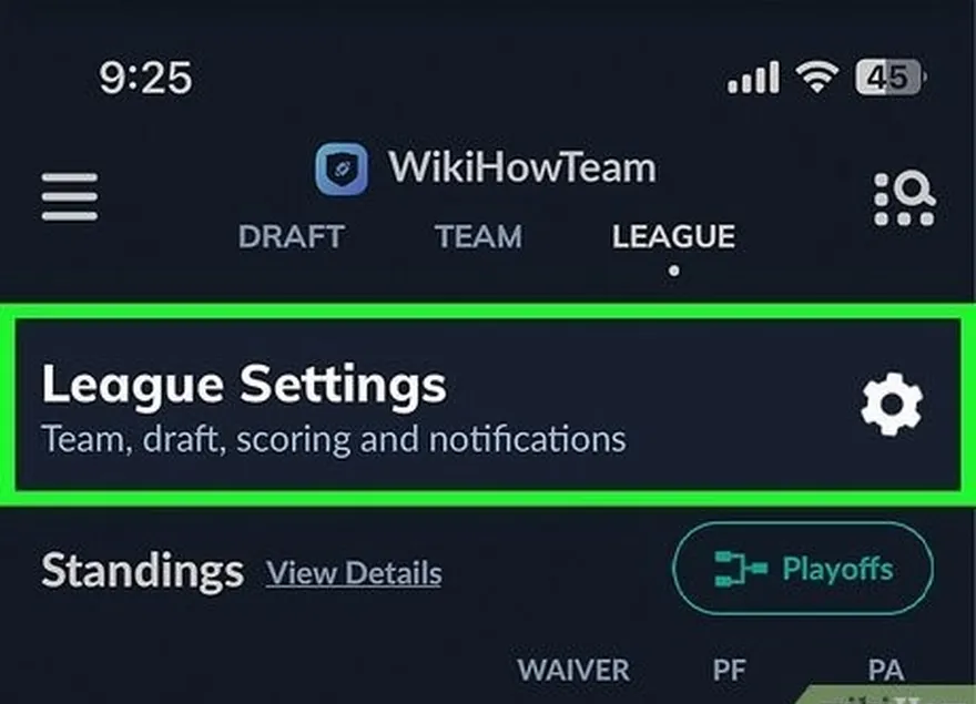 adım 3 ekranınızın üst kısmındaki lig ayarları öğesine dokunun.