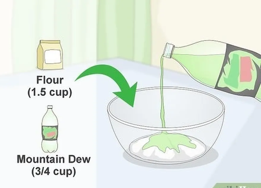 adım 1 un ve mountain dew sodayı bir kapta karıştırın.