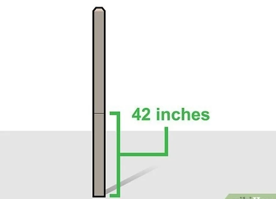 adım 2 her bir direğin altından 42 inç (110 cm) yukarısını ölçün ve işaretleyin.