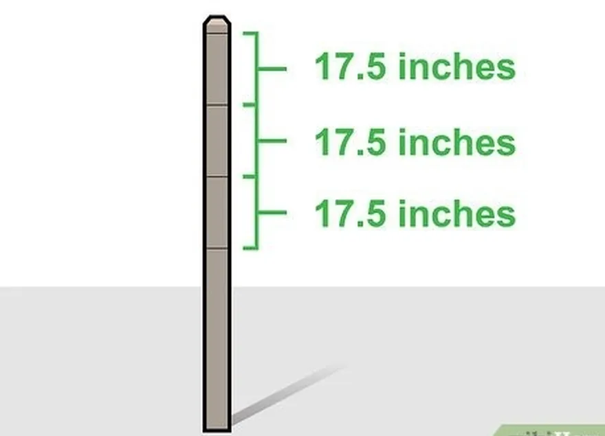 adım 3 her bir direğin geri kalanı boyunca her 17,5 inçte (44 cm) bir işaret koyun.