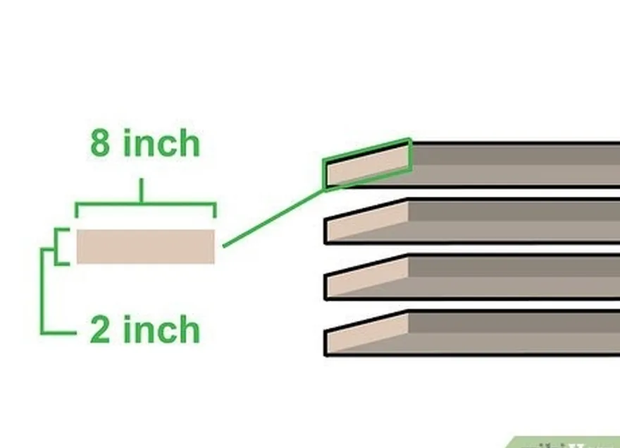 adım 5 dört adet 2 inç (5,1 cm) boyunda ve 8 inç (20 cm) genişliğinde tahta parçası satın alın.