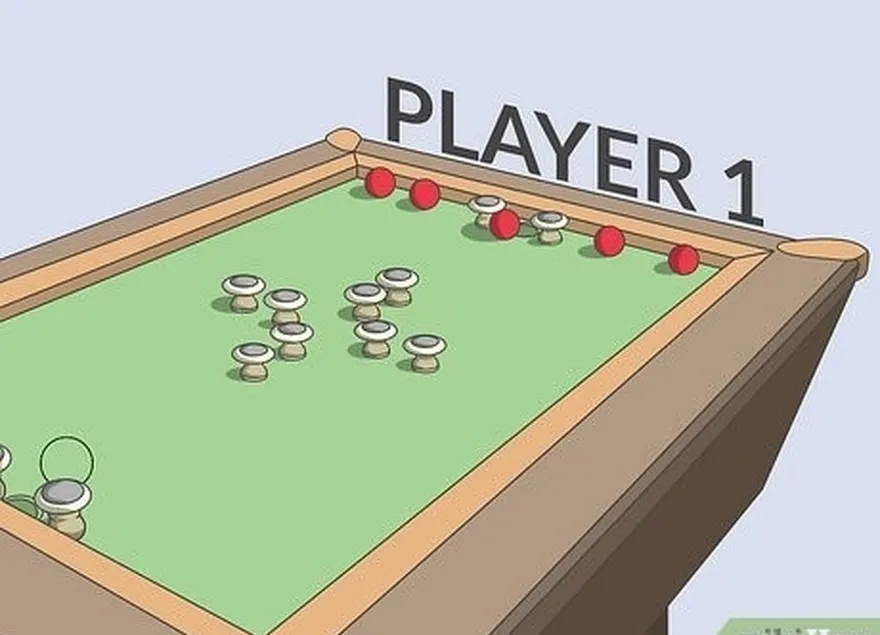 adım 1 5 kırmızı topu tampon bilardo masasının bir tarafına yerleştirin.