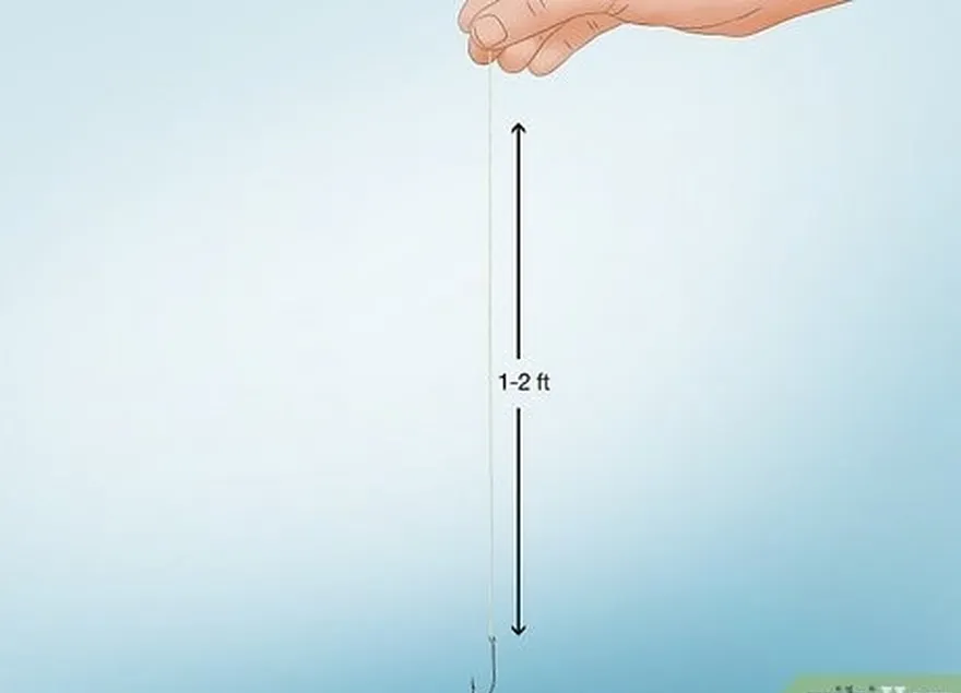 adım 2 1 veya 2 ağırlığı kancadan 1-2 ft (30-61 cm) uzağa yerleştirin.