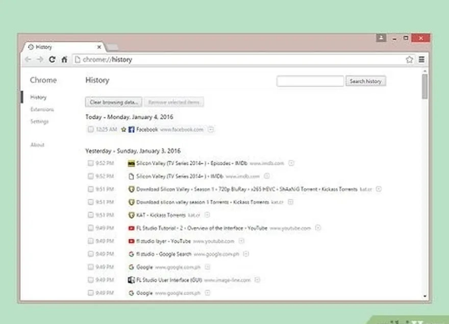 adım 1 tarayıcı geçmişinizi kontrol edin.