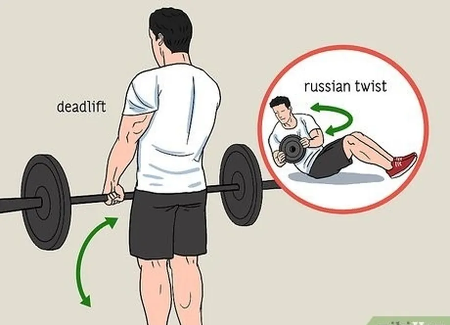 adım 3 sırtınızı ve merkez bölgenizi güçlendirmek için deadlift ve russian twist hareketlerini kullanın.